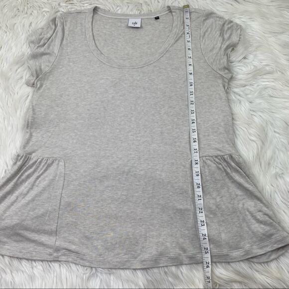 CAbi Women's #5326 Heathered Cream Hangout Tee Shirt Peplum Short Sleeve Size M - Picture 3 of 6